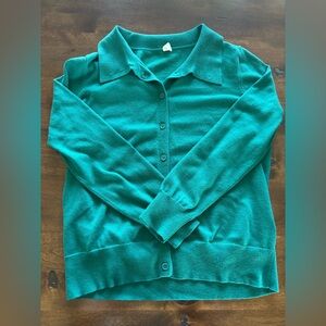 Teal Green Button-Up Cardigan